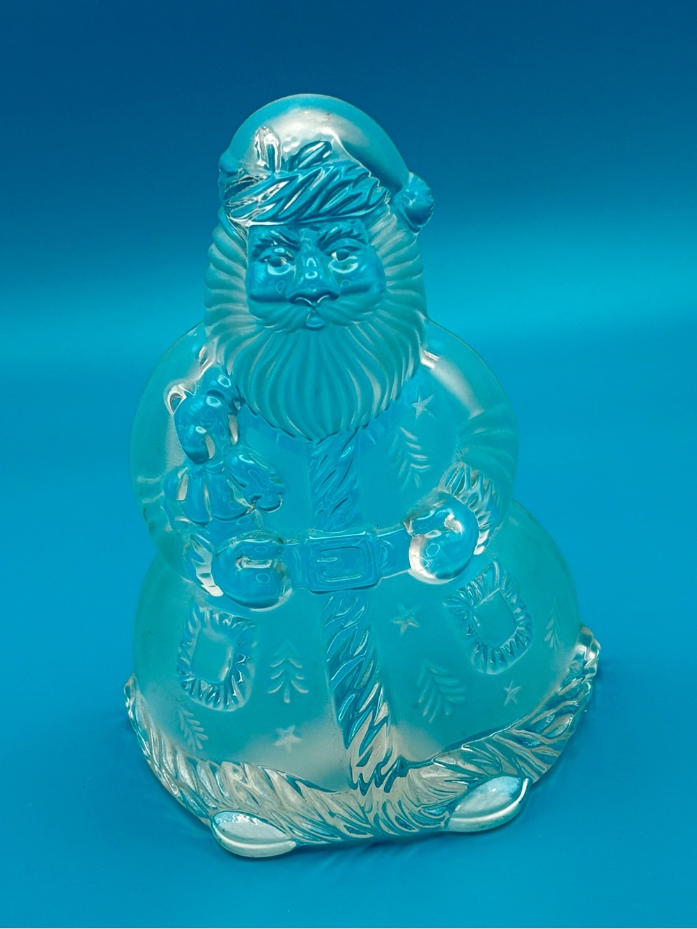 Mikasa Clear Glass Santa Claus Tea Light Candle Holder